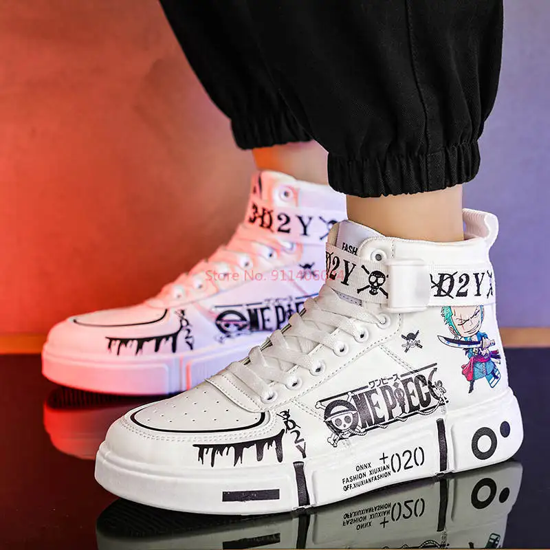 One Piece Аниме Луффи Ророноа Зоро Высокие Топы Обувь Унисекс Для Косплея
