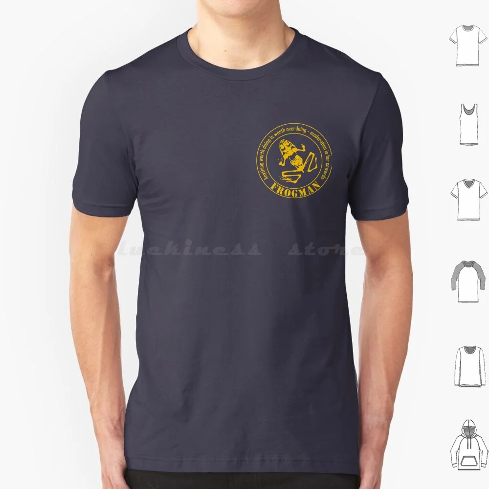 Фото Frogman Diver (небольшой логотип-состаренная) Футболка 6xl, хлопковая крутая футболка Для Акваланга, дайвера, коммерческого дайвера, технического дайвера, спорта, дайвера №1