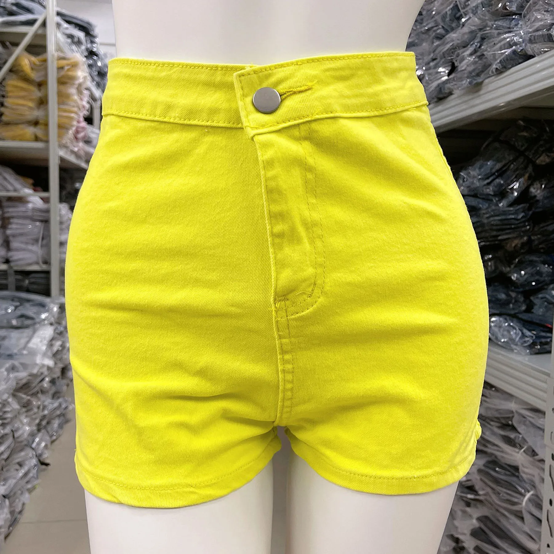 High Waist Women's Shorts 2023 Summer Fashion Denim Splicing  Pure Color Elastic Ladies Skinny DJ Nightclub Super Short Jeans