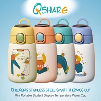 qshare childrens cartoon belly cup stainless steel intelligent thermos cup student mini portable temperature display water cup