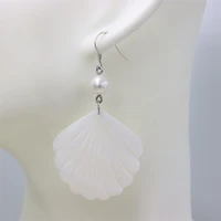 zfsilver 925 silver fashion trendy for women female white fan shell dangle hook earrings personality gift party korean jewelry