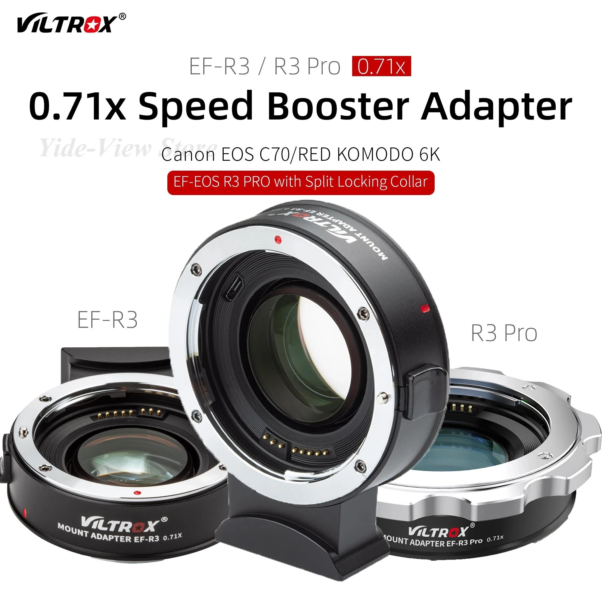 

VILTROX EF-R3 Pro 0.71x Speed Booster Auto Focus Full Frame Adapter Canon EF Lens to RF Camera RP R3 R5 R6 EOS C70 RED KOMODO 6K
