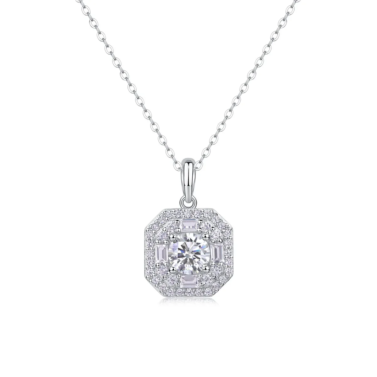 Серебряное ожерелье S925 подвеска из муассанита трансграничная цепочка на ключицы