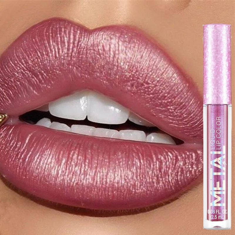 

12 Colors Metallic Matte Nude Lip Gloss Waterproof Pigment Shimmer Liquid Lipsticks Non-stick Cup Lip Tint Makeup Cosmetic