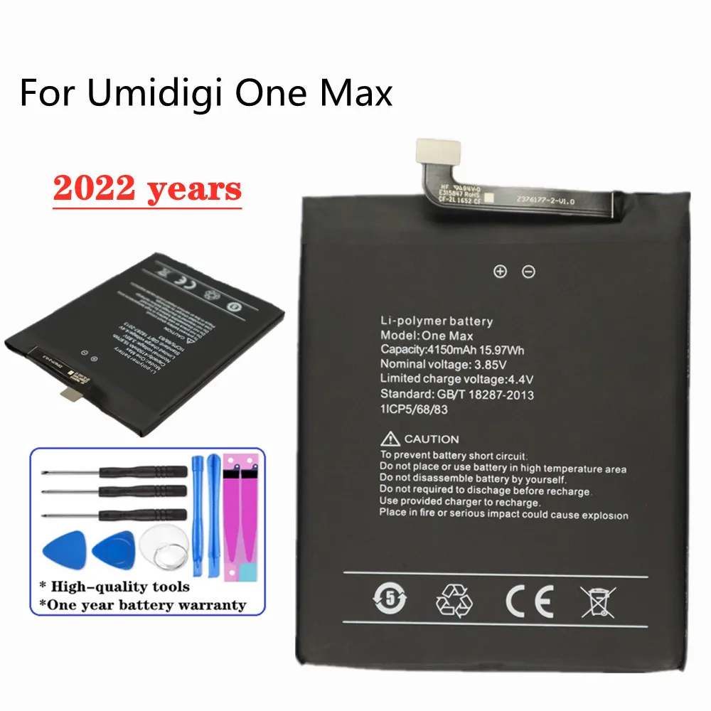 

2022 New High Quality UMI Mobile Phone Battery For Umidigi One Max 4150mAh Long standby time Replacement Batteries + Tools