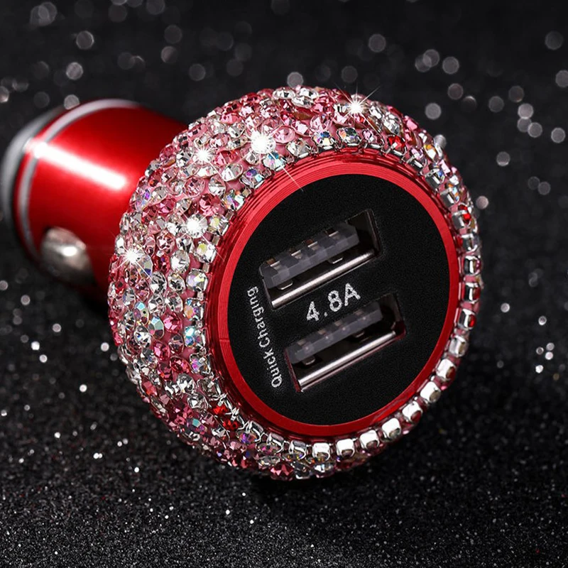 

Car Phone Safety Hammer Charger Dual USB Fast-Charged Diamond Charger with Cable
