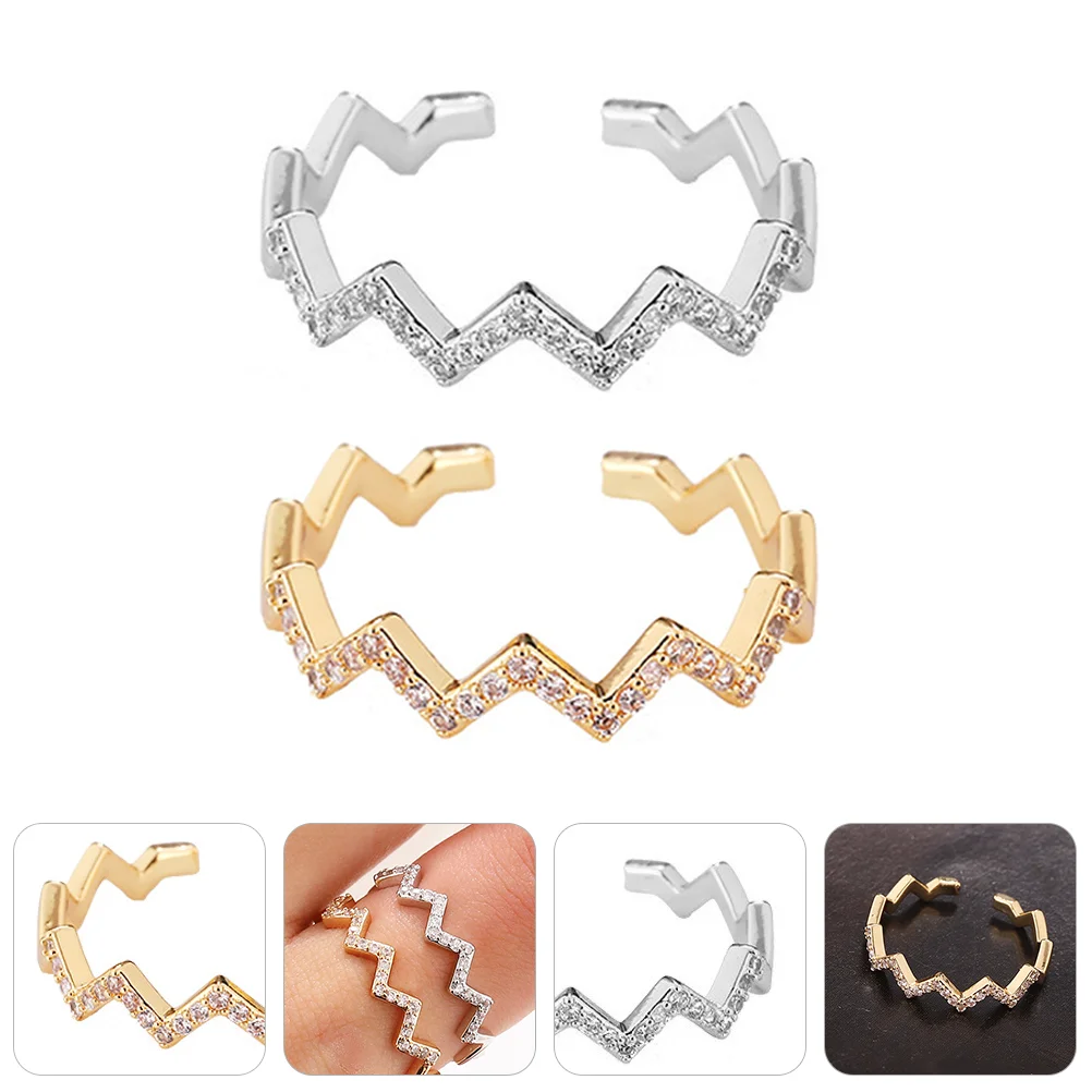 

2pcs Wedding Bands Midi Rings Finger Rings for Wedding Gift Finger Rings