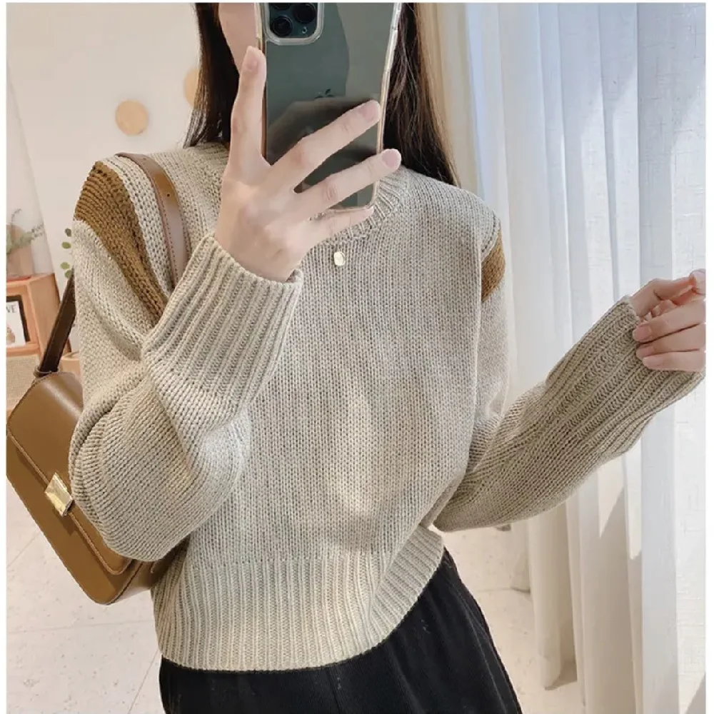 

Свободные свитера для женщин, модный тонкий воротник с длинным рукавом, вязаный однотонный простой мягкий уютный нежный дизайн, женские пуловеры Ulzzang
