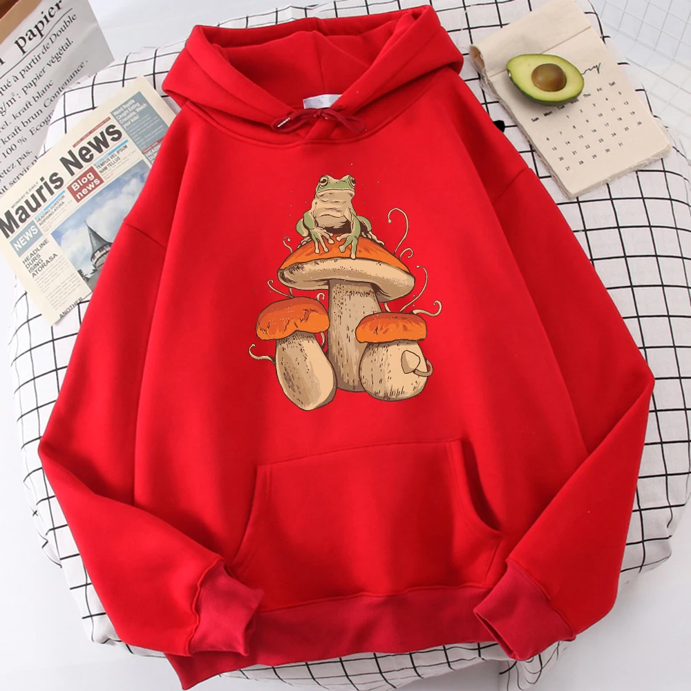 

Cottagecore Aesthetic Mushroom Dark Academia Frog Hoody Female Crewneck Sweatshirt Vintage Hooded Loose Casual Sportswears Women