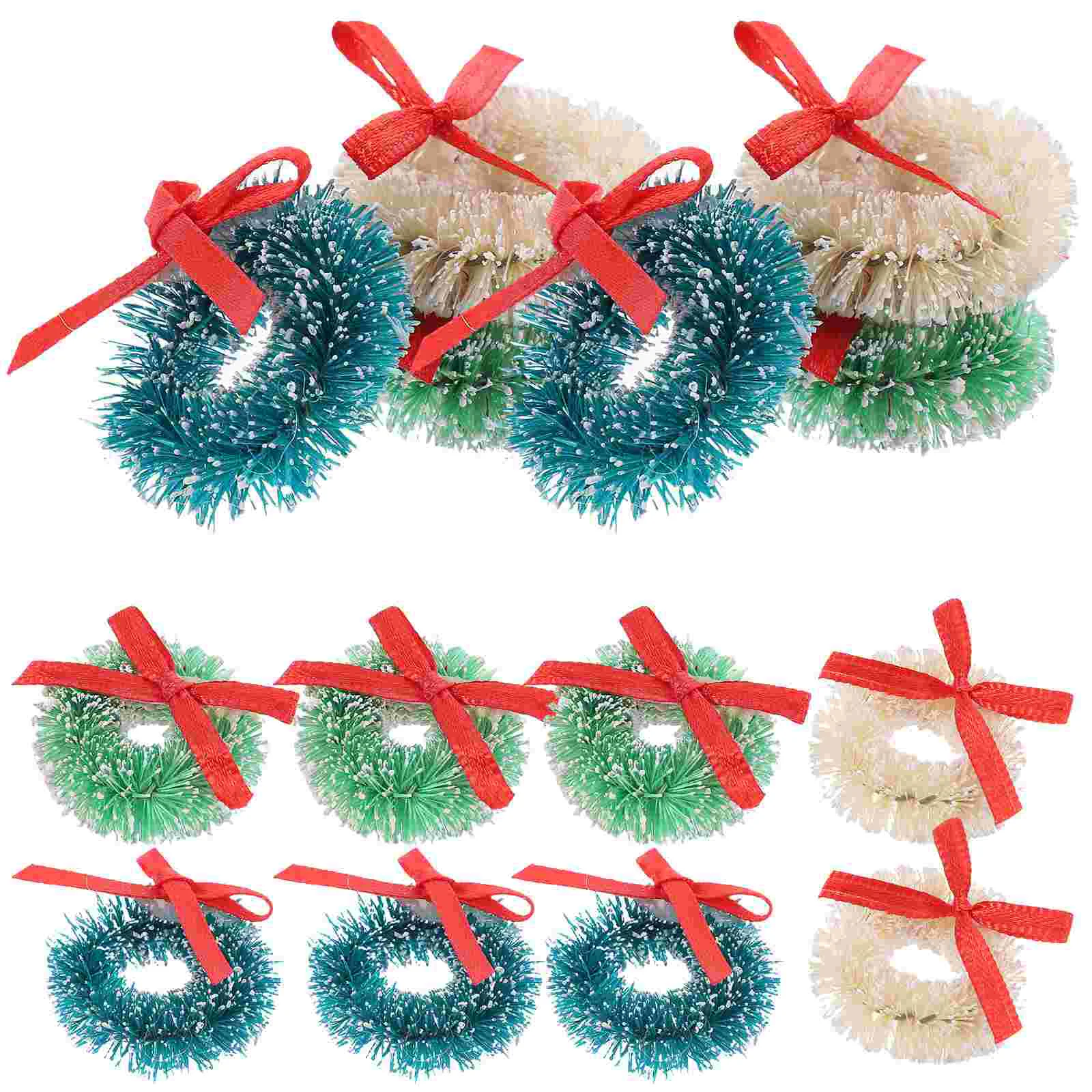 

15 Pcs Christmas Garland Wreath Xmas Wreaths Mini Cards Decorative Decorate Miniature