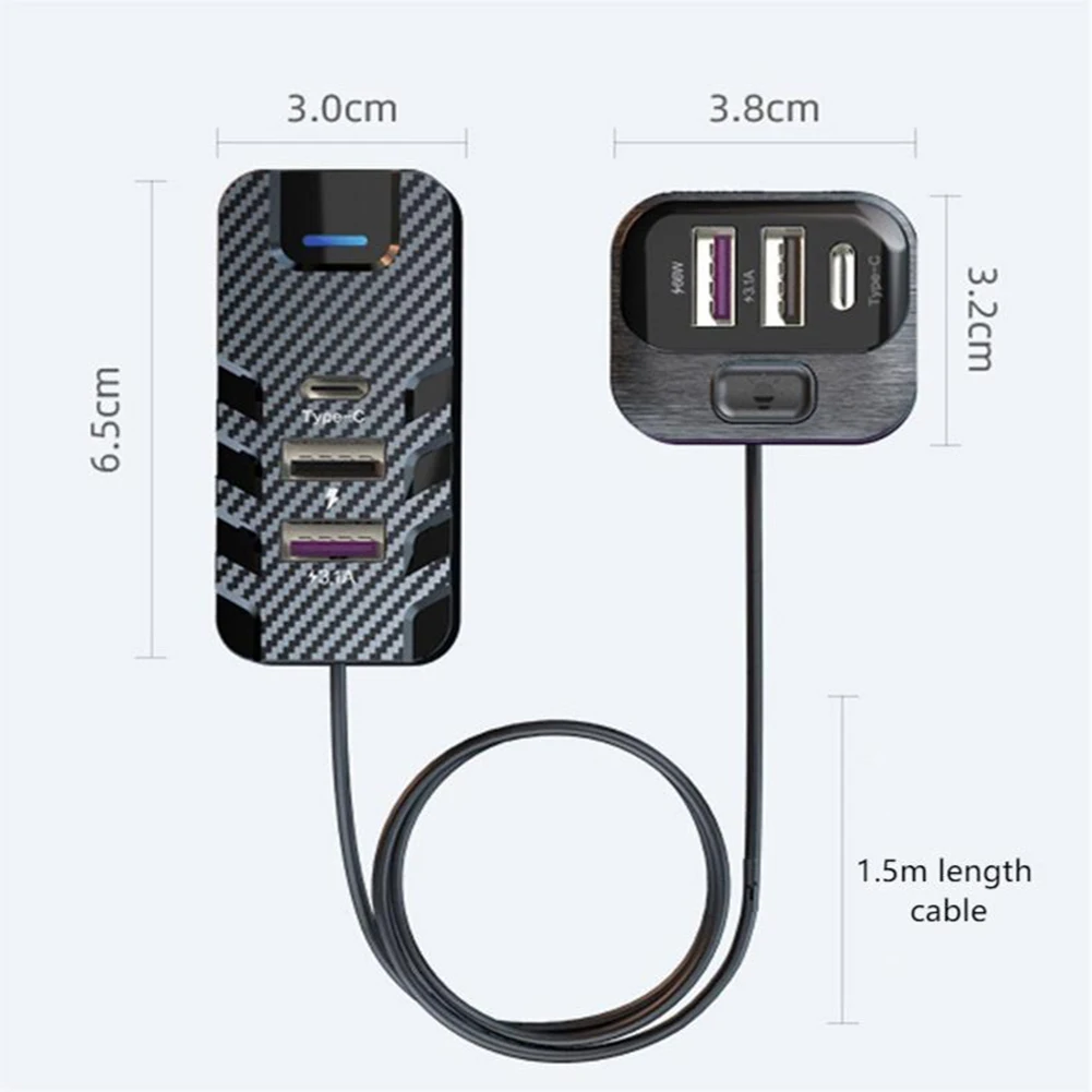 Зарядное устройство USB для автомобиля 66 Вт быстрая зарядка