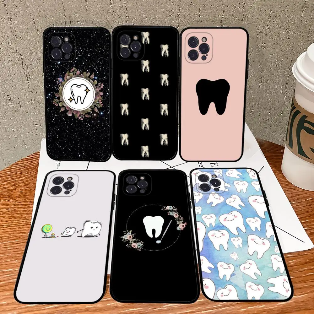 

Tooth Pattern Phone Case For iPhone 15 14 11 12 13 Mini Pro XS Max Cover 6 7 8 Plus X XR SE 2020 Funda Shell