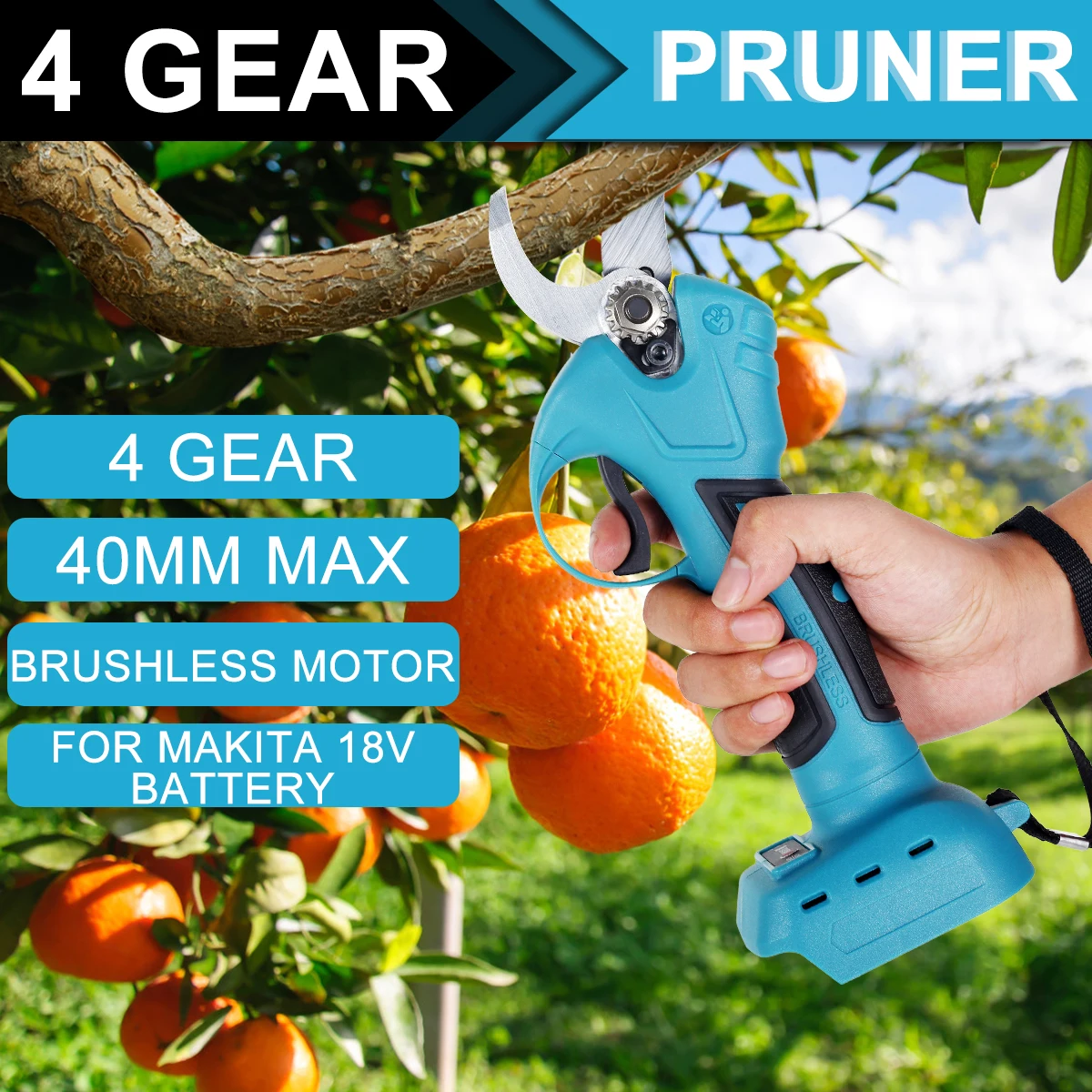 4 Gear Electric Pruning Shear Cordless Brushless Pruner Efficient Fruit Tree Pruning Electric Tree Branches Cutter Garden Tools