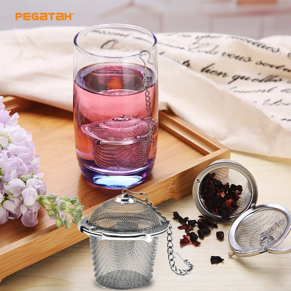 

1 PCS Tea strainer Stainless Steel Ball Tea Infuser Mesh Filter Strainer w/hook Loose Tea Leaf Spice Home Kitchen Accessories