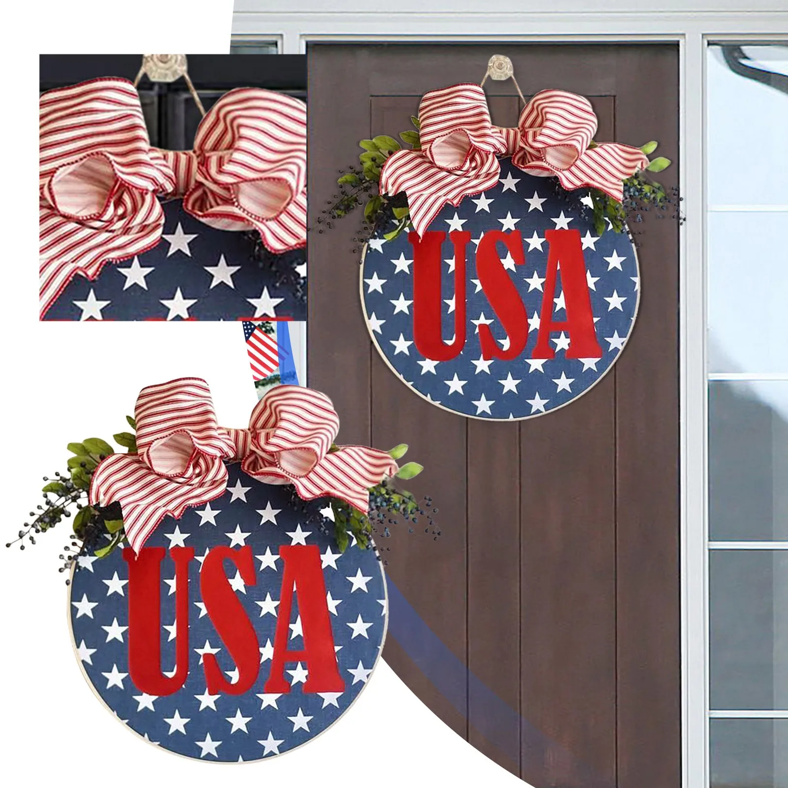

Welcome Door Hanger Door Decoration Door Wreath Front Door Wreath Decor Independence Day Valentine Mini Gnomes