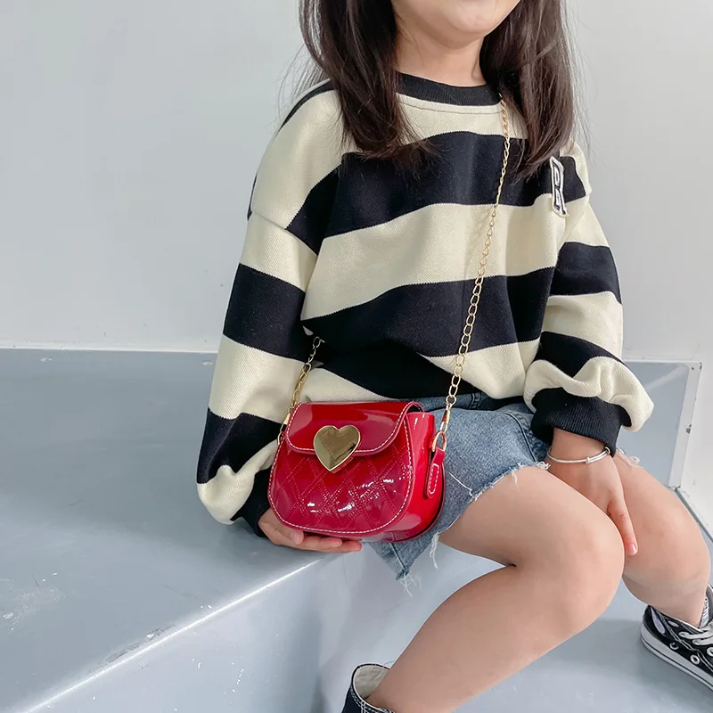 Cute Little Girls Mini Shoulder Bag for Kids Fashion Coin Purse Small Handbags Lovely Patent Leather Children's Side Bags