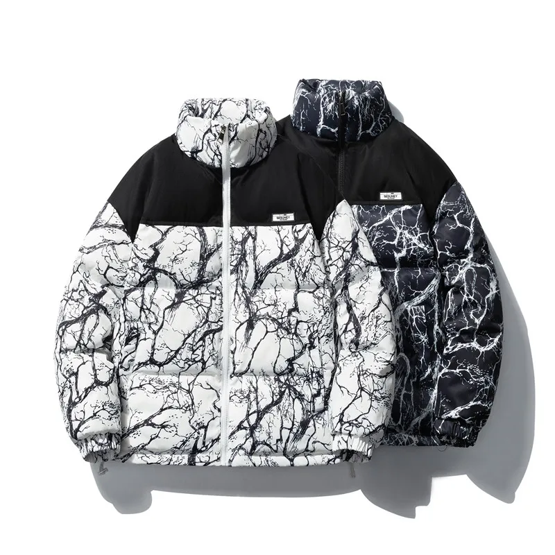 Down Jacket Men Winter 2022 Graffiti Jacket Fashio Windproof Coat Streetwear Oversized Funny HipHop  Jacket For Men