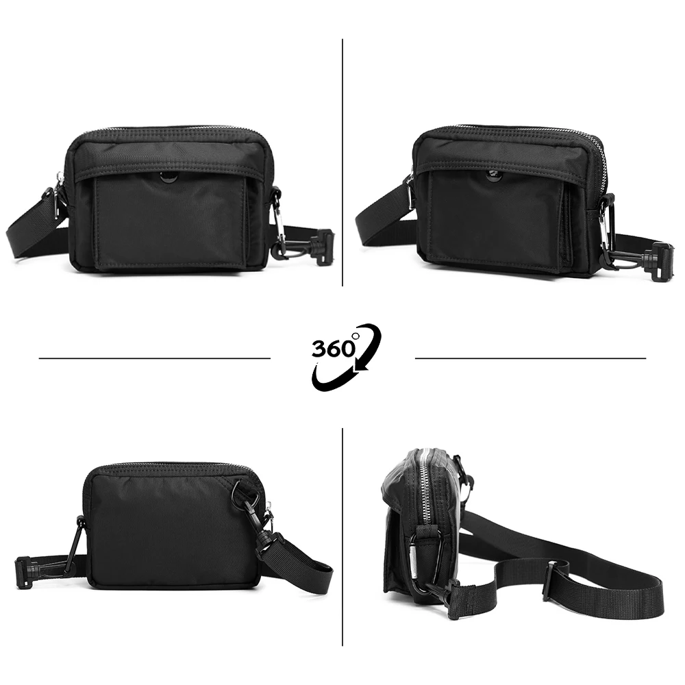 HcanKcan Men's Bag Japanese Style Mini Crossbody Bag Nylon Cloth Men's Shoulder Bag Waterproof Anti-Theft Mobile Phone Bag Pouch