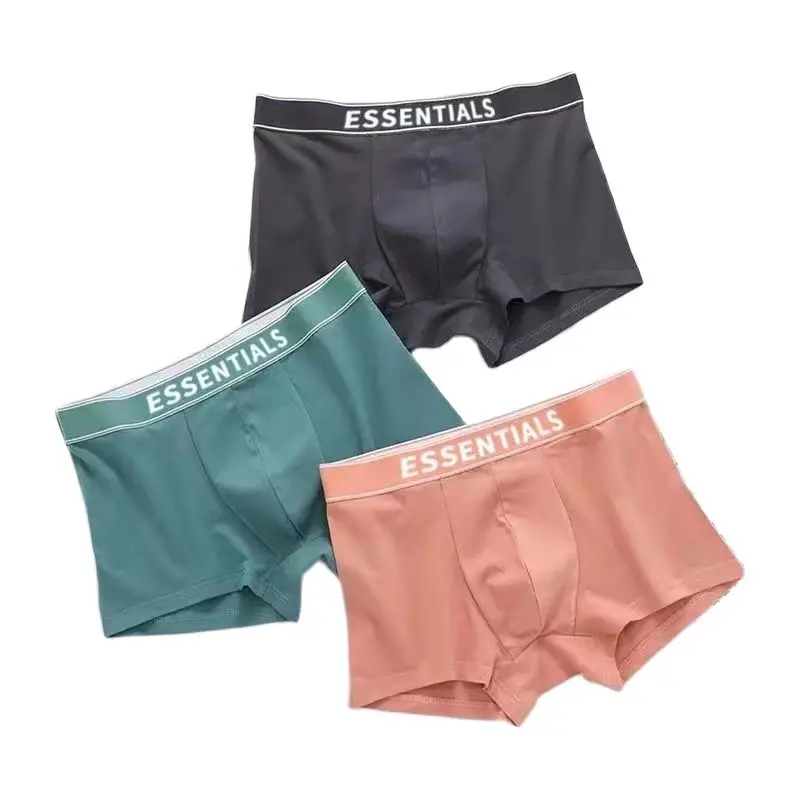 

ESSENTIALS Men's Underwear Pure Cotton Antibacterial Boxer UnderwearCasual Sports Beachwear Teenagers Swimming Shorts 3 Pack