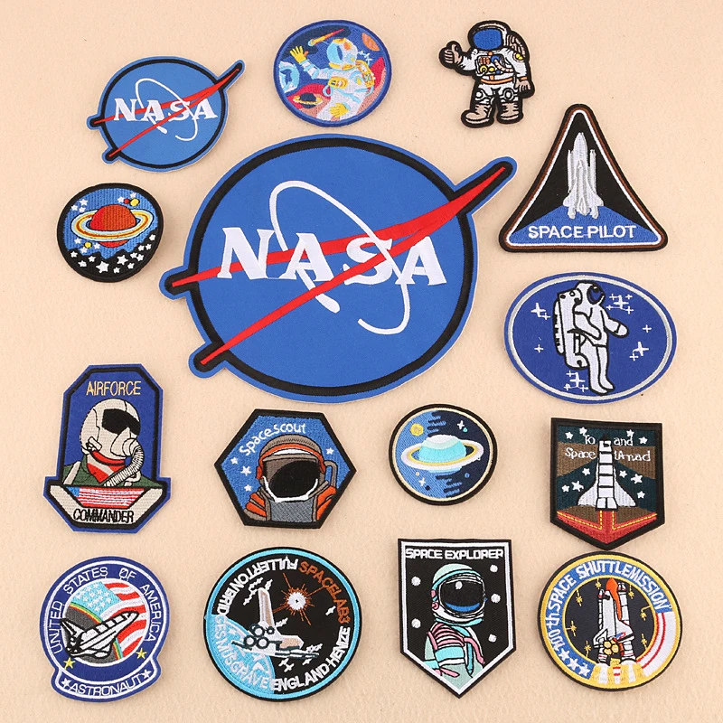 

Cool Space Embroidery Cloth Sticker UFO Rocket Astronaut Patch Cloth Stripes Sticker Clothing Hat Badges Lron on Cloth Patches