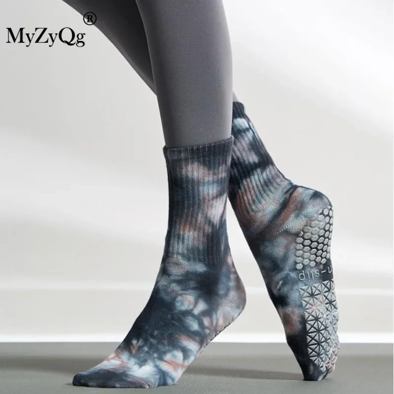 MyZyQg осенние и зимние градиентные носки для йоги до середины икры нескользящие