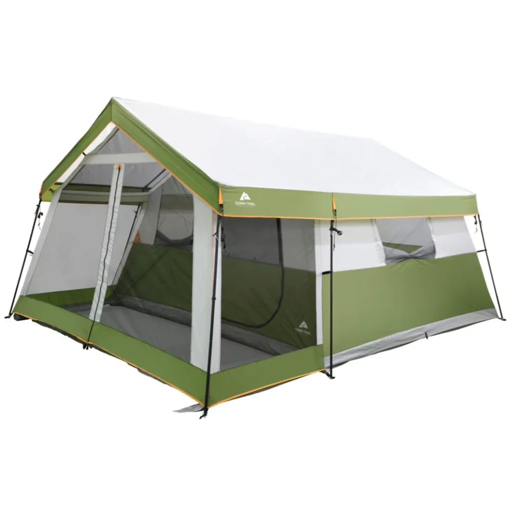 

Ozark Trail 8-Person Family Cabin Tent 1 Room with Screen Porch, Green tents outdoor camping camping equipment US(Origin)
