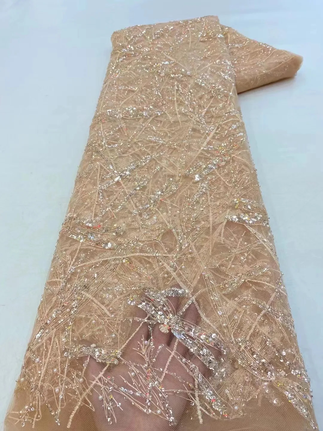 

Красивые серебряные бусины, блестки, украшенные французским тюлем, кружево/бусины, для вечерних платьев, детской свадьбы