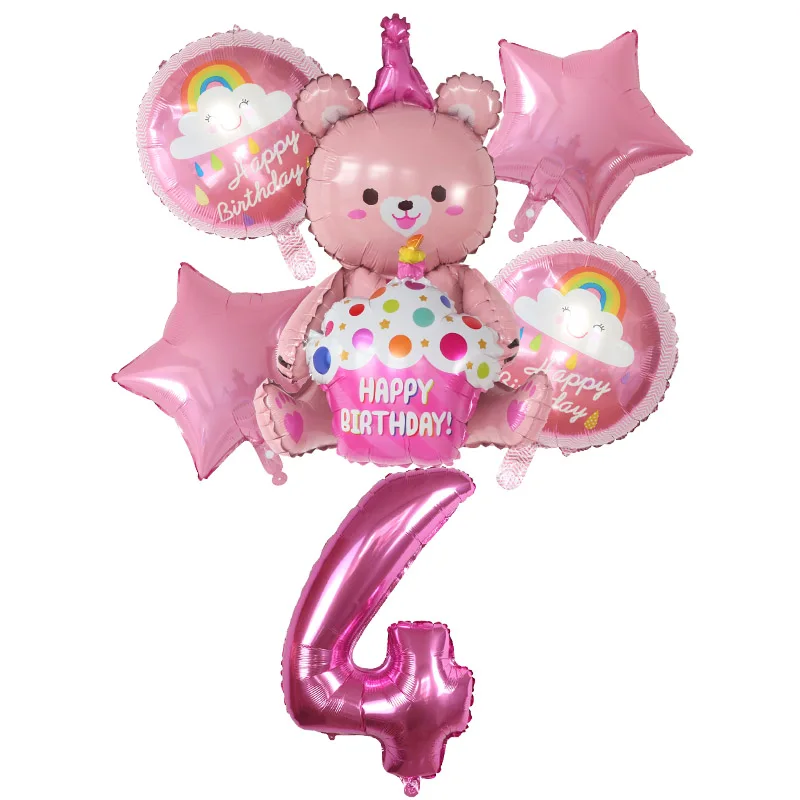 Фольгированный воздушный шар в виде медведя 1 2 3 4 реквизит для фотосъемки на день