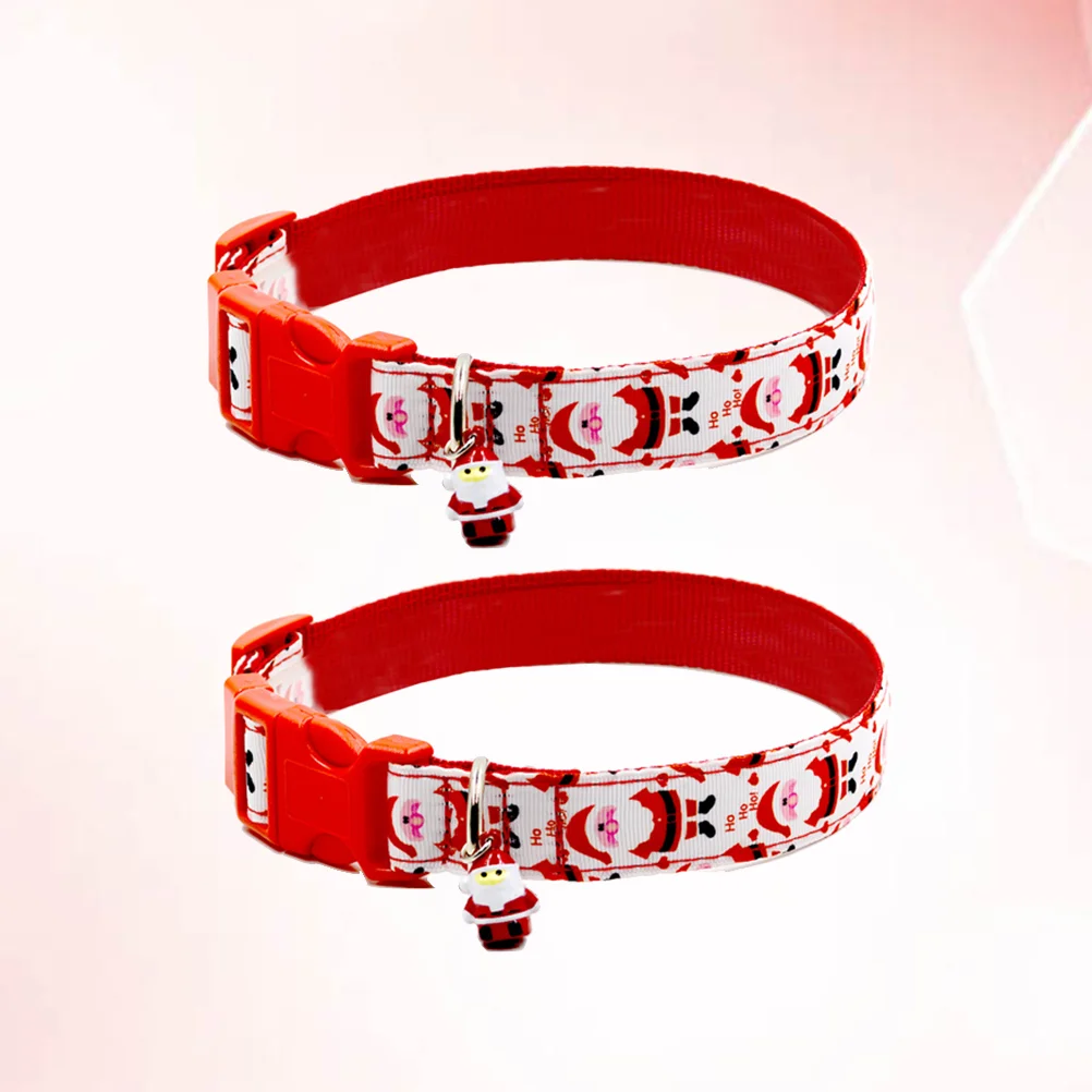 

2pcs/set Chic Eyecatching Adjustable Christmas Collar Xmas Bell Collar Cat Collar Dog Collar