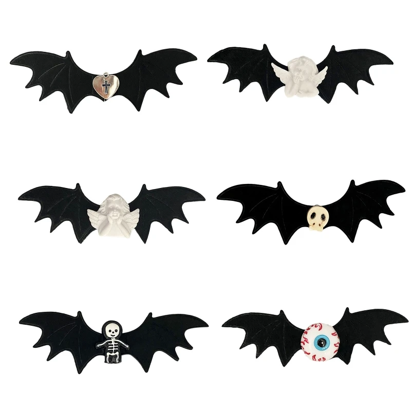 

2023 New Halloween Snap Clip for Hair Clips Bat Wing Hairpin Fashion Devil Wing Black Barrettes Headwear Girls Punk Hairpins