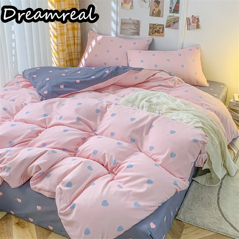 

Dreamreal Pink Love Pattern Bedding Set Princess Girls Boys Duvet Cover Bed Sheet Luxury Fashion Comforter Quilt Cover Bed Linen