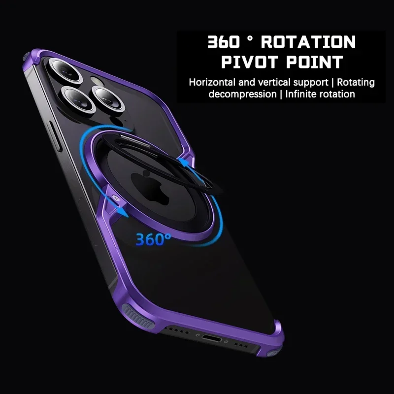 Металлический чехол для телефона Magsafe iPhone 14 15 16 Pro Max 15Pro 16Pro вращающаяся на 360 °