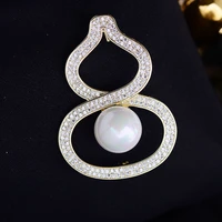 new cute gourd pearl zircon brooch fashion temperament creative pin can shake pearl clothing corsage female