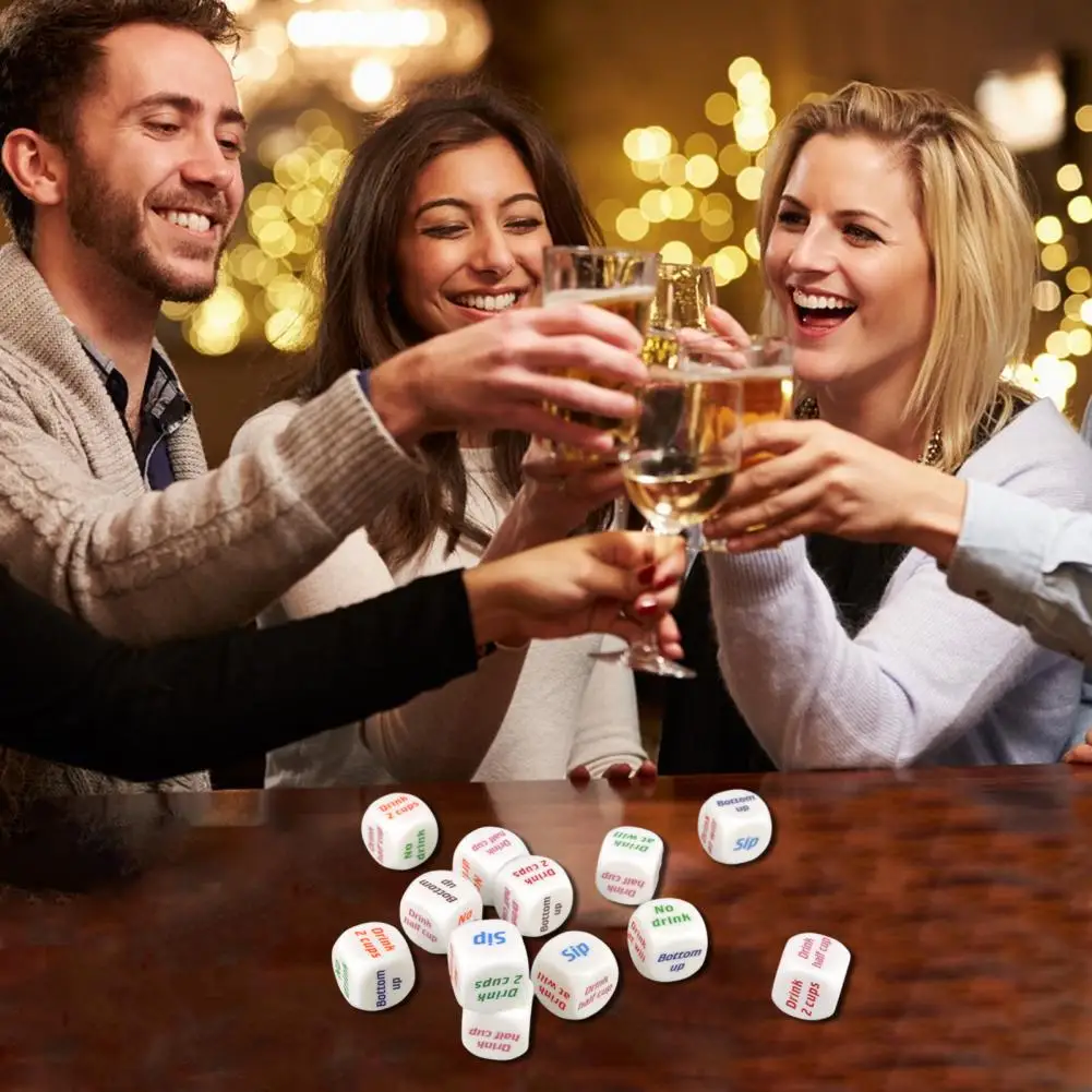 

Party Dice Game Versatile Acrylic Drinking Dice Game Set for Party Bar 6 Funny Sip Dice with English Design Gift Toy for Club