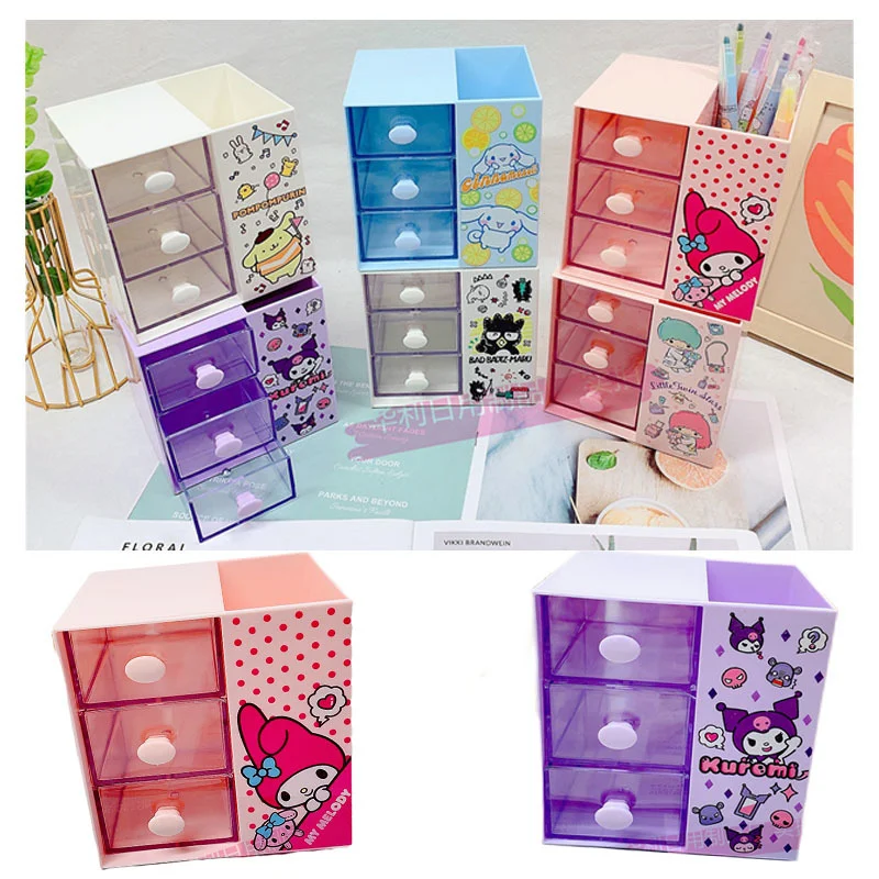 

Мультяшный аниме Sanrios My Melody Cinnamoroll Kuromi, многофункциональный ящик для хранения, милый Настольный ящик, шкатулка для ювелирных изделий, милый д...