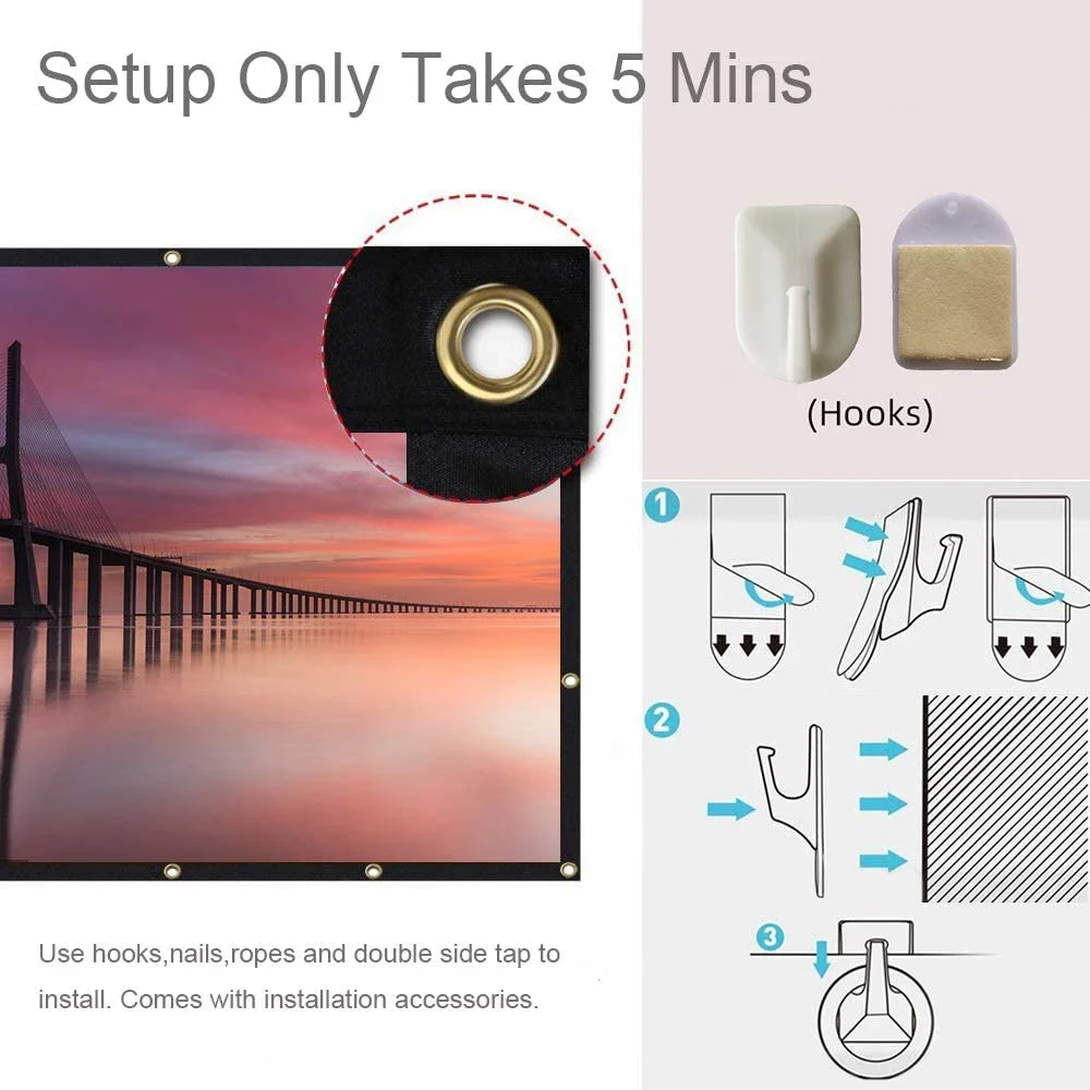 MIXITO 250-дюймовый портативный экран для проектора высокой плотности