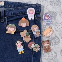 1pcs fashion cute childrens brooch cartoon girl bear pin schoolbag pendant badge girl princess pin accessories