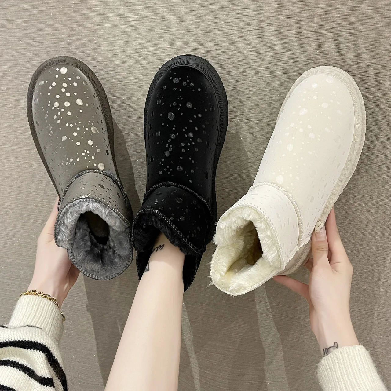 

Lady Boots Australia Round Toe Women's Rubber Shoes Rain Boots-Women Bling Bling Winter Footwear Flat Heel Snow 2022 Ankle