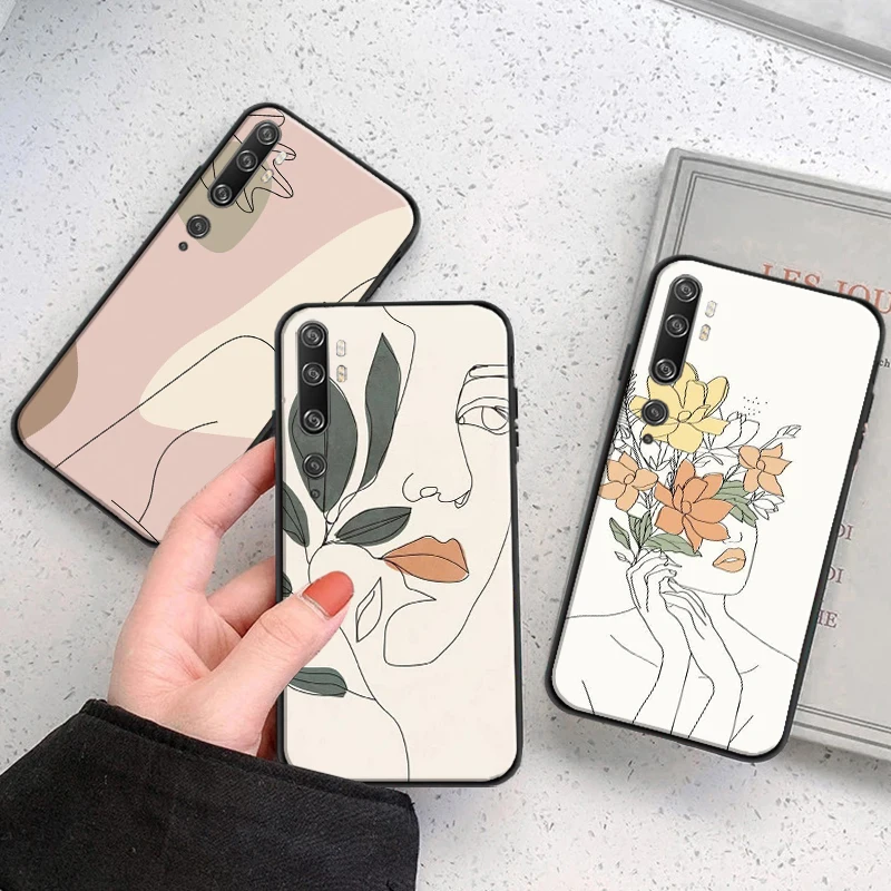 

Abstract Art Line Flower Girl Soft TPU Phone Case For Xiaomi CC9 CC9e 10S 10 Pro Lite 11 11 Lite Pro Ultra Coque Black Cover