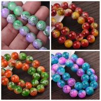 10pcs round 12mm spots patterns coated opaque glass loose crafts beads lot for jewelry making diy findings