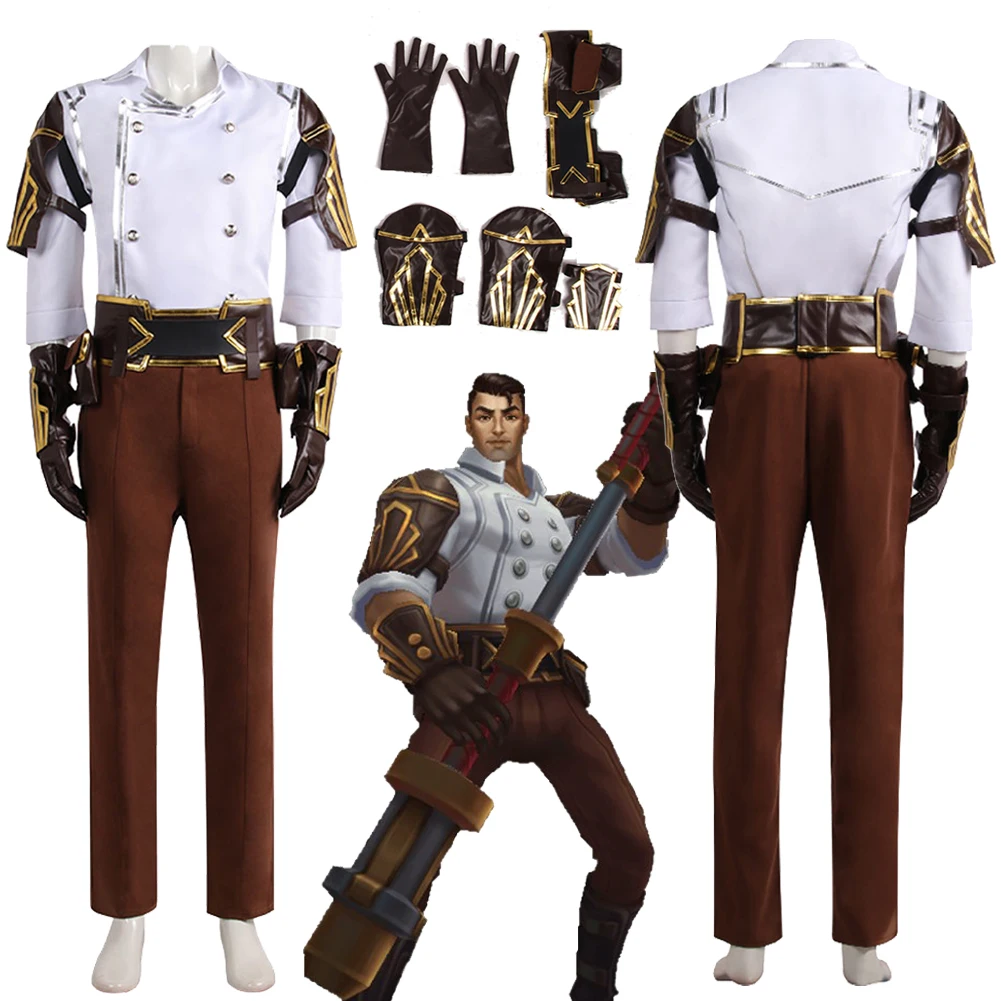 Arcane Jayce Косплей Фантазия Игра LOL Костюм Топ Брюки Комплект Маскировка Для Мужчин