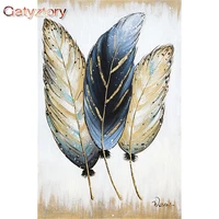 gatyztory 60x75cm framed painting by numbers kits for adults colorful feather oil picture by number living room decoration gifts
