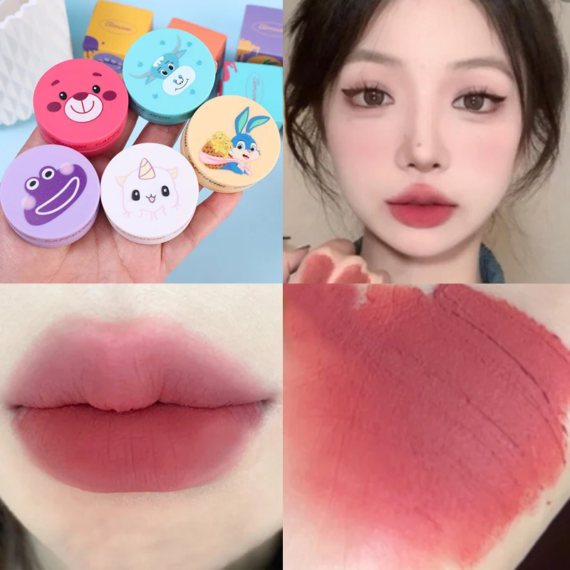 

Mousse Matte Lip Mud Lipstick Moisturizing Waterproof Lip Glaze Tint Long Lasting Sexy Red Canned Lip Gloss Cream Women Makeup