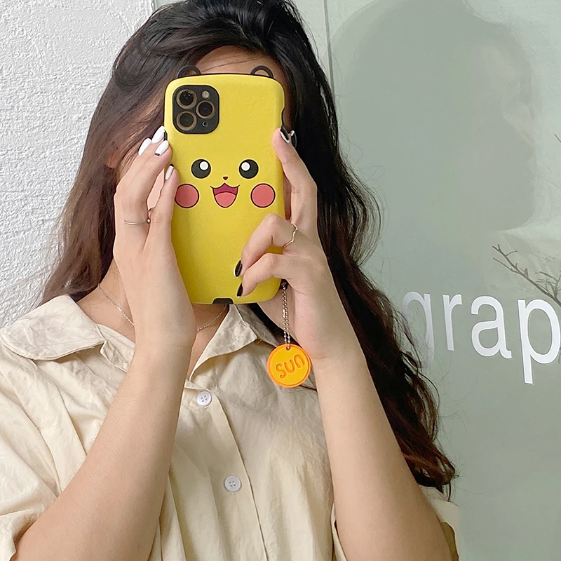 

BANDAI Anime Pokemon Pikachu Cute Cartoon Soft Silicone Phone Case for iPhone 11 12 13 Pro Max 7 8 Plus X XR XS MAX Hard Fundas