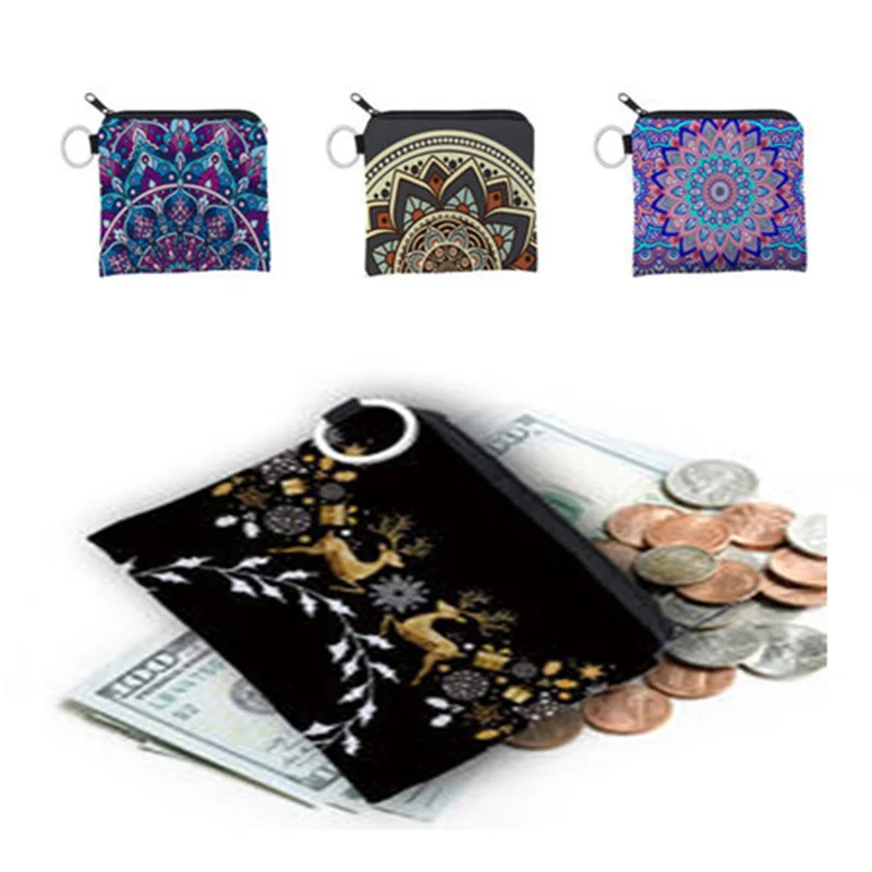 

Unisex Cute Cartoon Card Holder Purse Key Pouch For Women Men Waterproof Portable Colorful Mandala Pattern Storage Pouch