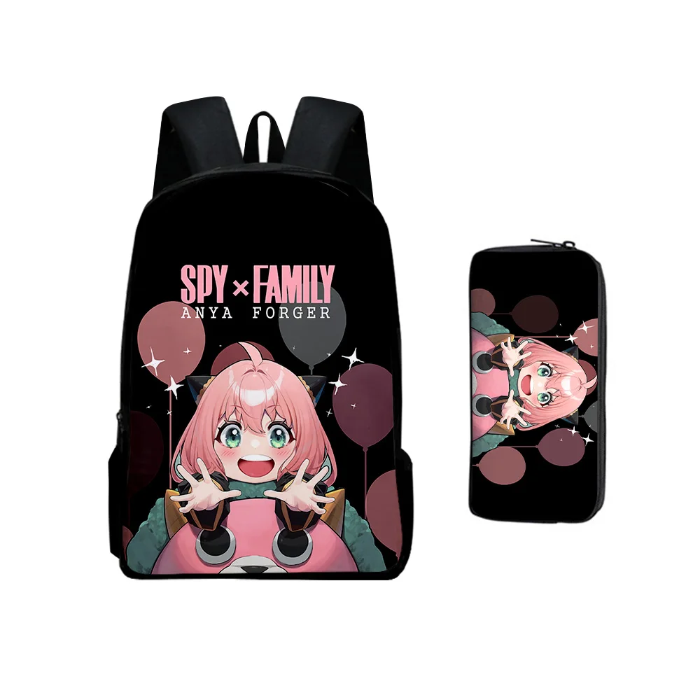 2pcs/set Spy X Family Anya Forger Backpack + Pencil Bag 3D Printed Anime Cartoon Kawaii Boys Girls School Bag Travel Backpack