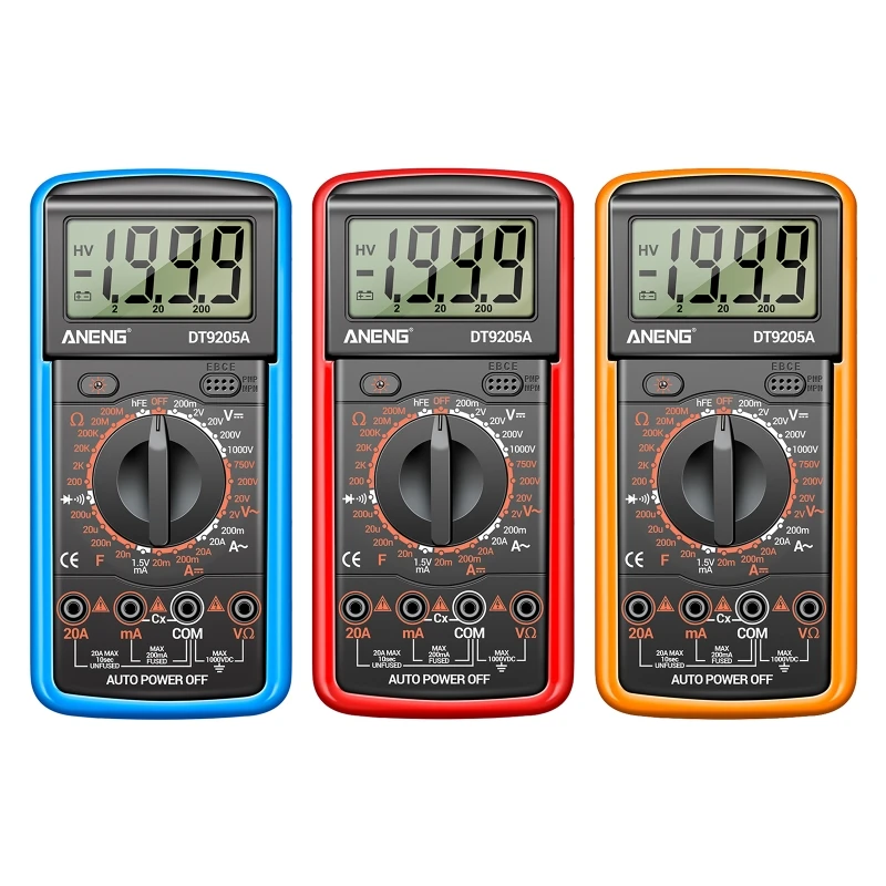 

Мультиметр 1999 отсчетов цифровой мультиметр с для вольтметра постоянного и переменного тока тестер Ом Вольт Ампер измерение напряжения ток...