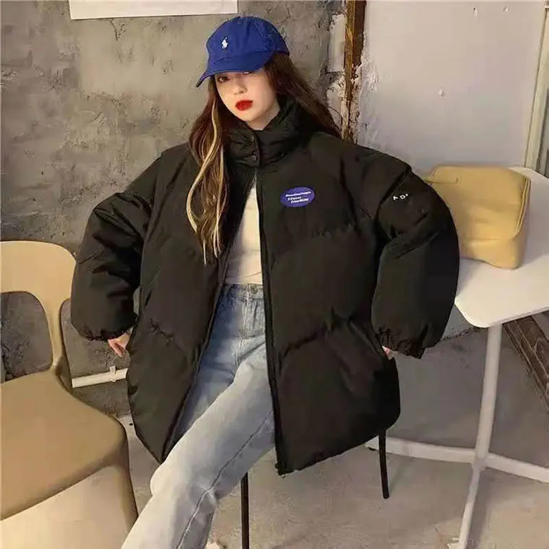 Women's Winter 2023 New Down Bread Coat Cute Loose Casual Thickened Jacket Jacket Korean Fashion Medium And Long Cotton Coat