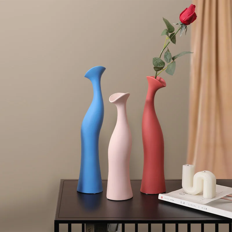 

Morandi vase ceramic ornaments living room flower arrangement, dried flowers, small mouth flower, TV cabinet, dining table