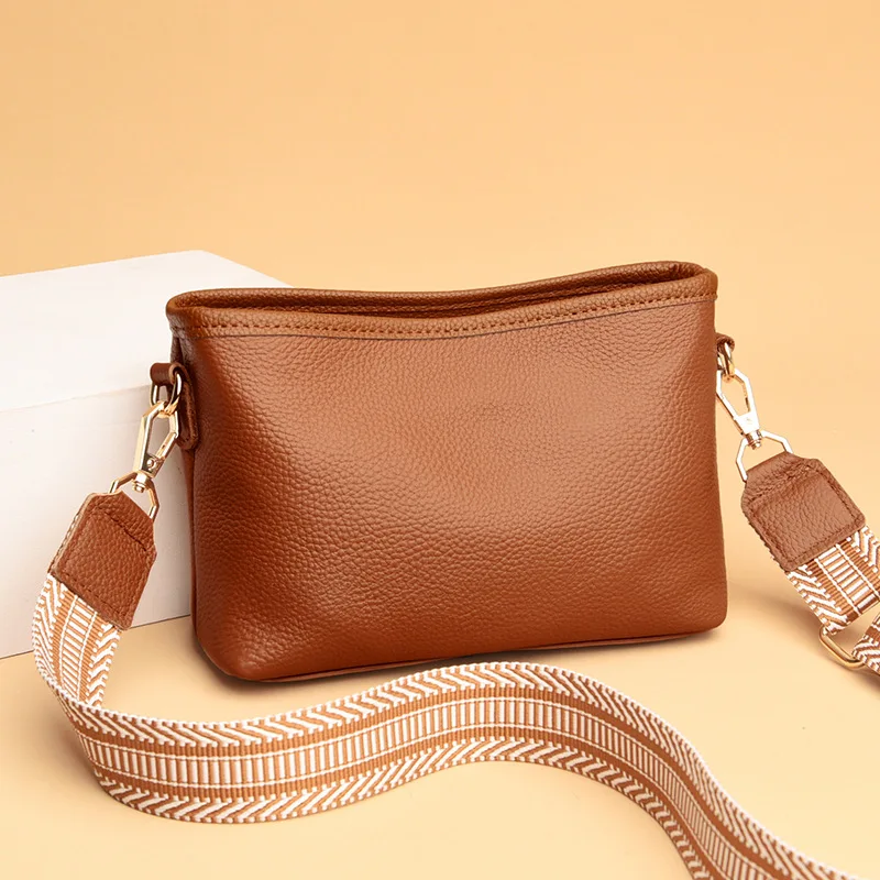 

Женская сумка из натуральной кожи, новинка 2023, модная и простая сумка через плечо с зернистой текстурой личи, маленькая сумка из воловьей кожи первого слоя